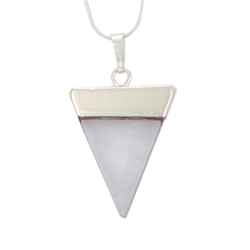 Top Quality Natural Rock Crystal Healing Point Reiki Chakra Triangle Cut 18-20 Inch Gemstone Pendant Necklace (1pc) in Gift Bag #GGP-A3
