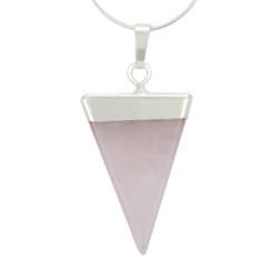 Top Quality Natural Rose Quartz Healing Point Reiki Chakra Triangle Cut 18-20 Inch Gemstone Pendant Necklace (1pc) in Gift Bag #GGP-A4