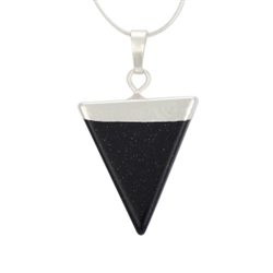 Top Quality Natural Blue Sand Healing Point Reiki Chakra Triangle Cut 18-20 Inch Gemstone Pendant Necklace (1pc) in Gift Bag #GGP-A5