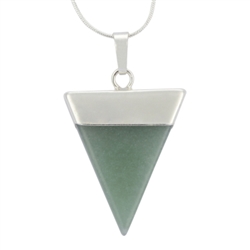 Top Quality Natural Green Aventurine Healing Point Reiki Chakra Triangle Cut 18-20 Inch Gemstone Pendant Necklace (1pc) in Gift Bag #GGP-A6