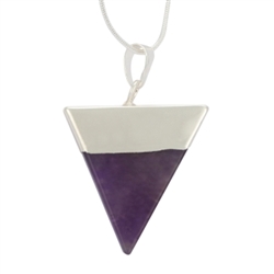 Top Quality Natural Amethyst Healing Point Reiki Chakra Triangle Cut 18-20 Inch Gemstone Pendant Necklace (1pc) in Gift Bag #GGP-A7