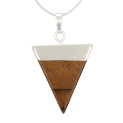 Top Quality Natural Tiger Eye Healing Point Reiki Chakra Triangle Cut 18-20 Inch Gemstone Pendant Necklace (1pc) in Gift Bag #GGP-A8