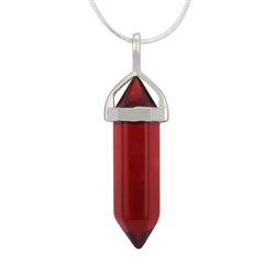 Top Quality Red Crystal Healing Point Reiki Chakra Cut 18-20 Inch Gemstone Pendant Necklace (1pc) in Gift Bag #GGP-C13