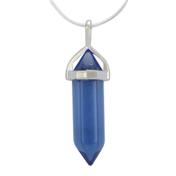 Top Quality Blue Crystal Healing Point Reiki Chakra Cut 18-20 Inch Gemstone Pendant Necklace (1pc) in Gift Bag #GGP-C14