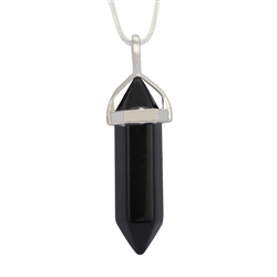 Top Quality Black Crystal Healing Point Reiki Chakra Cut 18-20 Inch Gemstone Pendant Necklace (1pc) in Gift Bag #GGP-C15