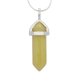 Top Quality Natural Yellow Jade Healing Point Reiki Chakra Cut 18-20 Inch Gemstone Pendant Necklace (1pc) in Gift Bag #GGP-C16