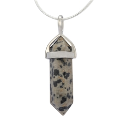 Top Quality Natural Dalmatian Jasper Healing Point Reiki Chakra Cut 18-20 Inch Gemstone Pendant Necklace (1pc) in Gift Bag #GGP-C19