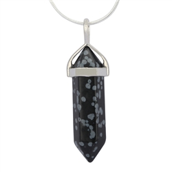 Top Quality Natural Snowflake Obsidian Healing Point Reiki Chakra Cut 18-20 Inch Gemstone Pendant Necklace (1pc) in Gift Bag #GGP-C20