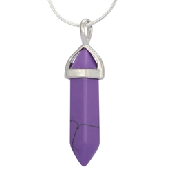 Top Quality Natural Purple Howlite Healing Point Reiki Chakra Cut 18-20 Inch Gemstone Pendant Necklace (1pc) in Gift Bag #GGP-C21