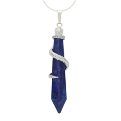 Top Quality Hexagonal Pile Natural Lapis Lazuli Healing Point Reiki Chakra Cut 18-20 Inch Gemstone Pendant Necklace (1pc) in Gift Bag #GGP-D2
