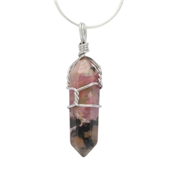 Top Quality Natural Rhodochrosite Healing Point Reiki Chakra Cut 18-20 Inch Gemstone Pendant Necklace (1pc) in Gift Bag #GGP-E10