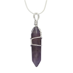 Top Quality Natural Amethyst Healing Point Reiki Chakra Cut 18-20 Inch Gemstone Pendant Necklace (1pc) in Gift Bag #GGP-E4