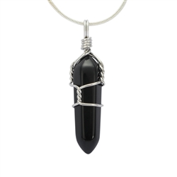 Top Quality Natural Obsidian Healing Point Reiki Chakra Cut 18-20 Inch Gemstone Pendant Necklace (1pc) in Gift Bag #GGP-E9