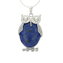 Top Quality Owl King Natural Lapis Lazuli Healing Stone Reiki Chakra 18-20 Inch Gemstone Pendant Necklace (1pc) in Gift Bag #GGP-F2