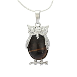 Top Quality Owl King Natural Tiger Eye Healing Stone Reiki Chakra 18-20 Inch Gemstone Pendant Necklace (1pc) in Gift Bag #GGP-G1
