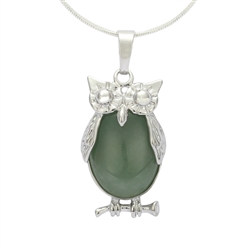 Top Quality Owl King Natural Green Aventurine Healing Stone Reiki Chakra 18-20 Inch Gemstone Pendant Necklace (1pc) in Gift Bag #GGP-G5