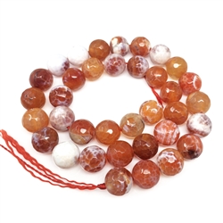 1 Strand Adabele Natural Faceted Red Fire Agate Healing Gemstone 10mm Round Loose Stone Beads (35-38pcs total) for Jewelry Making GH4-10