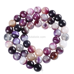 Top Quality Natural Purple Stripe Agate Gemstone Loose Round Beads 10mm Spacer Beads  15.5" (1 strand) GS1-10