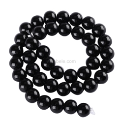 Top Quality Natural Black Agate Gemstone Loose Round Beads 10mm Spacer Beads  15.5