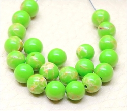 Top Quality Natural Peridot Green Sea Sediment Jasper Gemstone Loose Beads 10mm Round Loose Beads 15.5