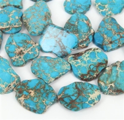 5pcs x Natural Turquoise Blue Sea Sediment Jasper Smooth Free Form Gemstone Nugget Loose Beads ~20-45mm #GX7