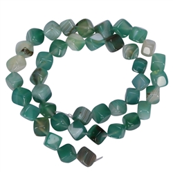 AAA Natural Green Stripe Agate Gemstone 8mm Cube Loose Beads  15.5
