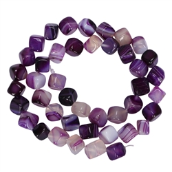 AAA Natural Purple Stripe Agate Gemstone 8mm Cube Loose Beads  15.5