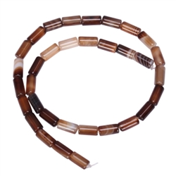 AAA Natural Brown Stripe Agate Gemstone 6x12mm Round Tube Loose Beads  15.5" (1 strand) GY-T2