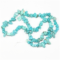Top Quality Natural Blue Turquoise Howlite Gemstones Smooth Chips Beads Free-form Loose Beads ~8x5mm beads  (1 strand, ~ 33 inch) GZ1-5