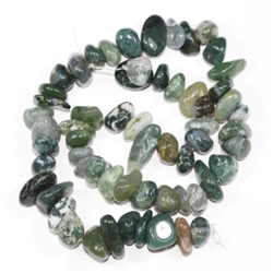 Top Quality Natural Moss Agate Gemstones Round Chips Beads Free-form Loose Beads ~10x8mm beads  (1 strand, ~16") GZ3-4