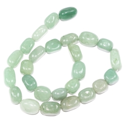 Top Quality Natural Green Aventurine Gemstones Smooth Round Nugget Loose Beads ~13x10mm beads  (1 strand, ~16