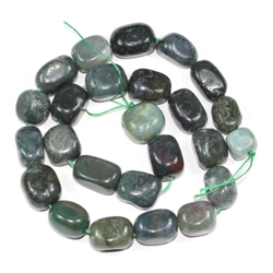 Top Quality Natural Moss Agate Gemstones Smooth Round Nugget Loose Beads ~13x10mm beads  (1 strand, ~16") GZ4-4