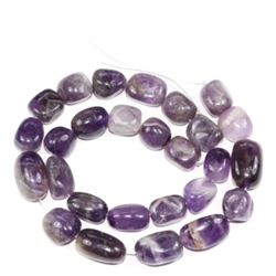 Top Quality Natural Amethyst Gemstones Smooth Round Nugget Loose Beads ~13x10mm beads  (1 strand, ~16