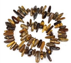 Top Quality Natural Tiger Eye Gemstones Smooth Tooth-Shaped Free-form Loose Beads ~23x7mm beads  (1 strand, ~16