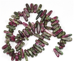 Top Quality Natural Red Ruby Zoisite Gemstones Smooth Tooth-Shaped Free-form Loose Beads ~23x7mm beads  (1 strand, ~16