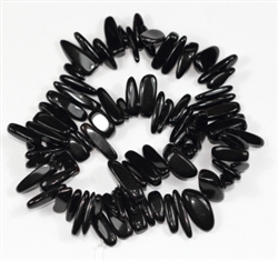 Top Quality Natural Black Rock Crystal Gemstones Smooth Tooth-Shaped Free-form Loose Beads ~23x7mm beads  (1 strand, ~16