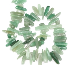 Top Quality Natural Green Aventurine Gemstones Smooth Tooth-Shaped Free-form Loose Beads ~23x7mm beads  (1 strand, ~16") GZ5-9