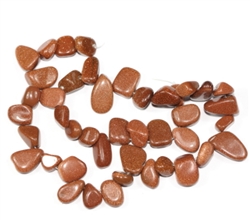 Top Quality Natural Gold Sand Gemstones Smooth Teardrop Loose Beads Free-form ~18x10mm beads  (1 strand, ~16") GZ6-16
