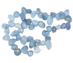 Top Quality Natural Aquamarine Gemstones Smooth Teardrop Loose Beads Free-form ~18x10mm beads  (1 strand, ~16