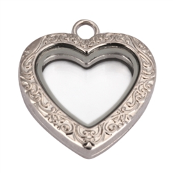 Creative Club Clear Heart-Shaped Floating Charm Locket 30mm (1pc, high quality) MCL06