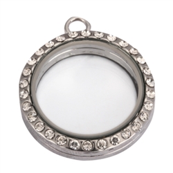 Creative Club Clear Charming Floating Charm Locket with Rhinestones 30mm (1pc, high quality) MCL07
