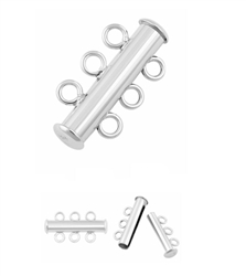 1pc Adabele Authentic 925 Sterling Silver 3 Strands Multi-Strand Slide Lock Clasp Tube Connector Set (Not magnetic) for Jewelry Making SS116