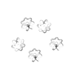 50pcs Adabele Authentic 925 Sterling Silver 6mm (0.24 inch) Floral Flowery Round Bead Caps for Jewelry Making SS118