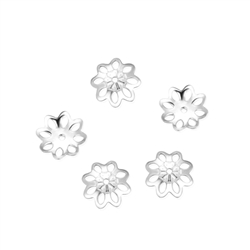 50pcs Adabele Authentic 925 Sterling Silver 8mm (0.31 inch) Floral Flowery Round Bead Caps for Jewelry Making SS120-1