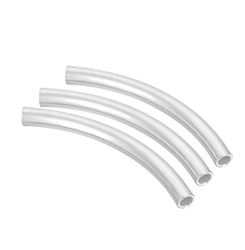 10pcs x .925 Sterling Silver Sleek Curved Noodle Tube Beads 20mm x 2mm (~1.3mm Hole) #ss214-AA