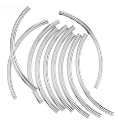 30pcs Adabele Authentic 925 Sterling Silver Sleek Curved Noodle Tube Connector Beads 30mm x 2mm Tube (1.5mm Hole) for Jewelry Making SS240