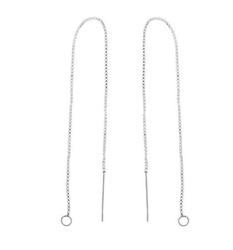 12pcs Adabele Authentic Sterling Silver Dainty Threader Earrings Pull Through Threaded Long Chain Drop Tassel with Loop 2 inch Minimalist Threader SS297-2