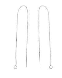 12pcs Adabele Authentic Sterling Silver Dainty Threader Earrings Pull Through Threaded Long Chain Drop Tassel with Loop 3 inch Minimalist Threader SS297-3