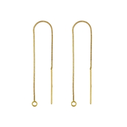 12pcs Adabele Authentic Gold Plated Sterling Silver Dainty Threader Earrings Pull Through Threaded Long Chain Drop Tassel with Loop 3 inch Minimalist Threader SS298-3