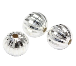 10pcs Adabele Authentic 925 Sterling Silver 10mm (0.39 inch) Sparkle Disco Ball Round Spacer Beads for Jewelry Making SS61-10